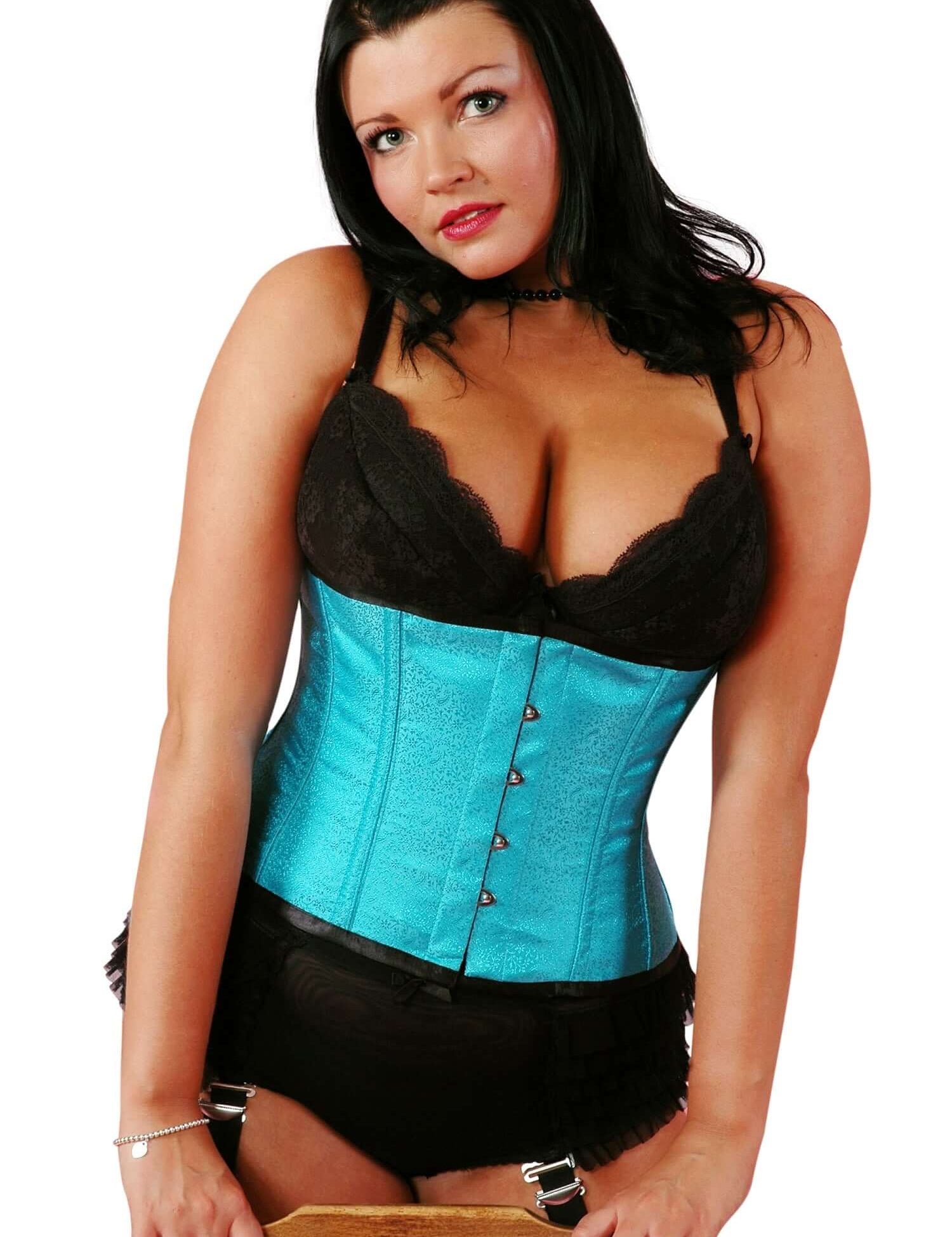 Playgirl Steel Boned Jacquard Floral Print Cincher Corset