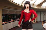 Black/Red Captain 1st Officer Steel Boned Corset & Shrug