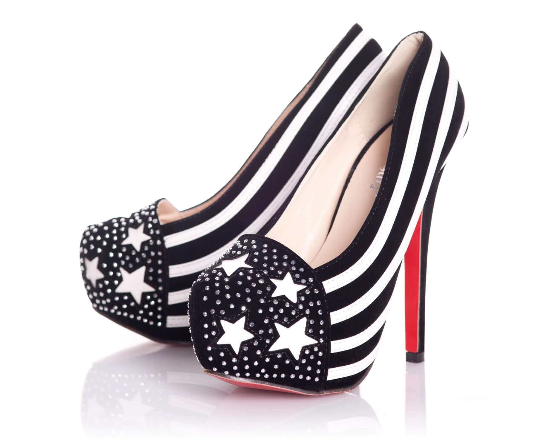 Playgirl Stars &amp; Stripes Shoes In Black &amp; White