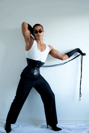 Mens Black Leather Cincher Corset