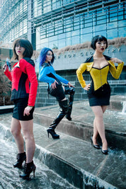 Black/Red Captain 1st Officer Steel Boned Corset & Shrug